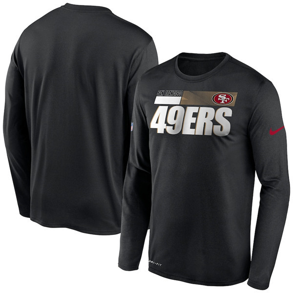 Men's San Francisco 49ers Black NFL 2020 Sideline Impact Legend Performance Long Sleeve T-Shirt